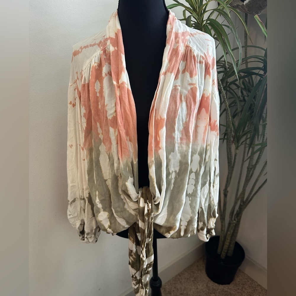 Young Fabulous & Broke Tie-Dye Jacket in Coral and Olive - Picture 1 of 5